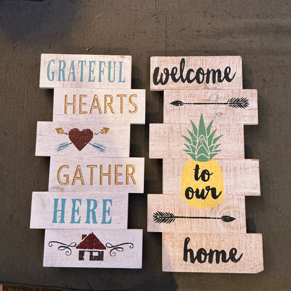 Rustic Welcome and Grateful Hearts Wall Decor Set